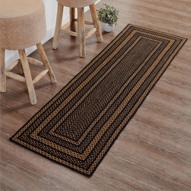 Black & Tan Jute Braided Rug/Runner Rect. with Rug Pad 2'x6.5' VHC Brands - The Fox Decor